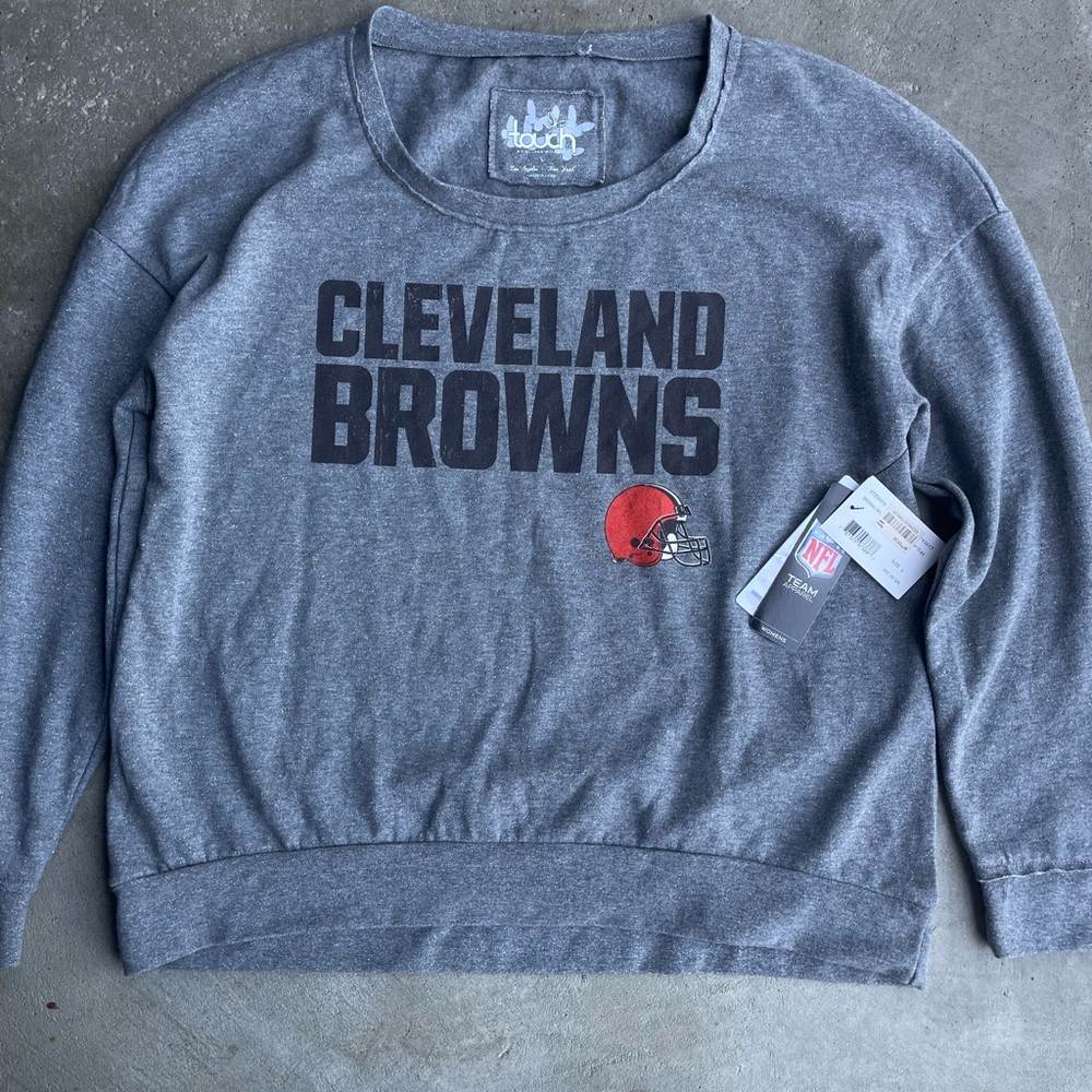 NFL Cleveland Browns Team Apparel Women's Gray Sweatshirt NWT